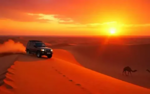 Best Photo Spots at Desert Safari in  Dubai Dunes during Sunset.